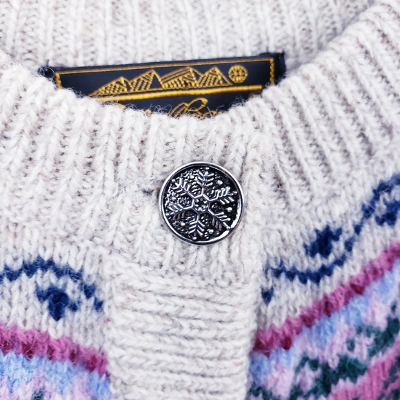 Vintage 1980s Eddie Bauer Fair Isle Nordic Wool Blend Sweater Size Medium - Picture 7 of 9